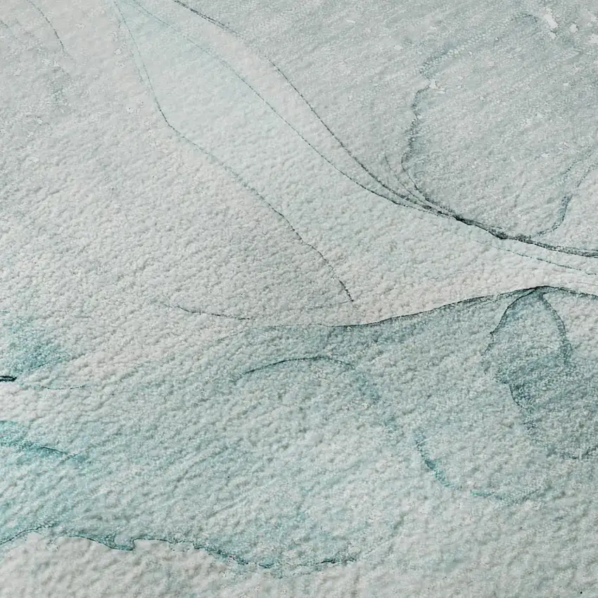 Teal And Ivory Abstract Washable Area Rug With UV Protection Photo 8