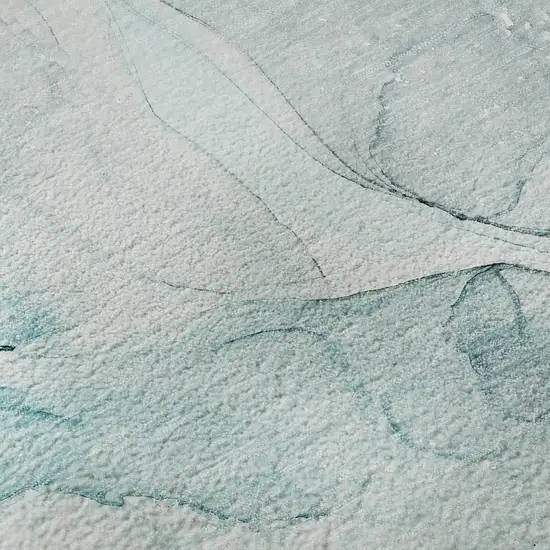 Teal And Ivory Abstract Washable Area Rug With UV Protection Photo 9