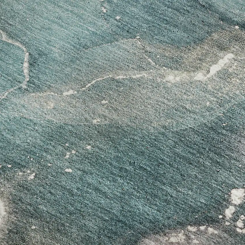 Teal And Ivory Abstract Washable Area Rug With UV Protection Photo 5