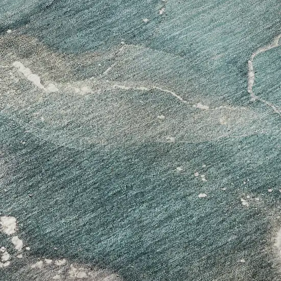 Teal And Ivory Abstract Washable Area Rug With UV Protection Photo 3