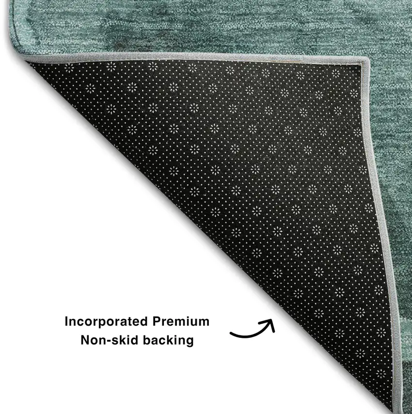 Teal And Ivory Abstract Washable Area Rug With UV Protection Photo 7