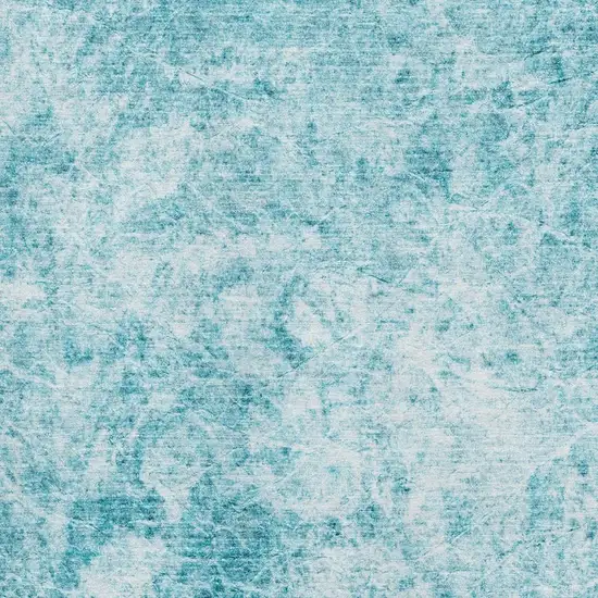 Teal And Ivory Abstract Washable Area Rug With UV Protection Photo 3