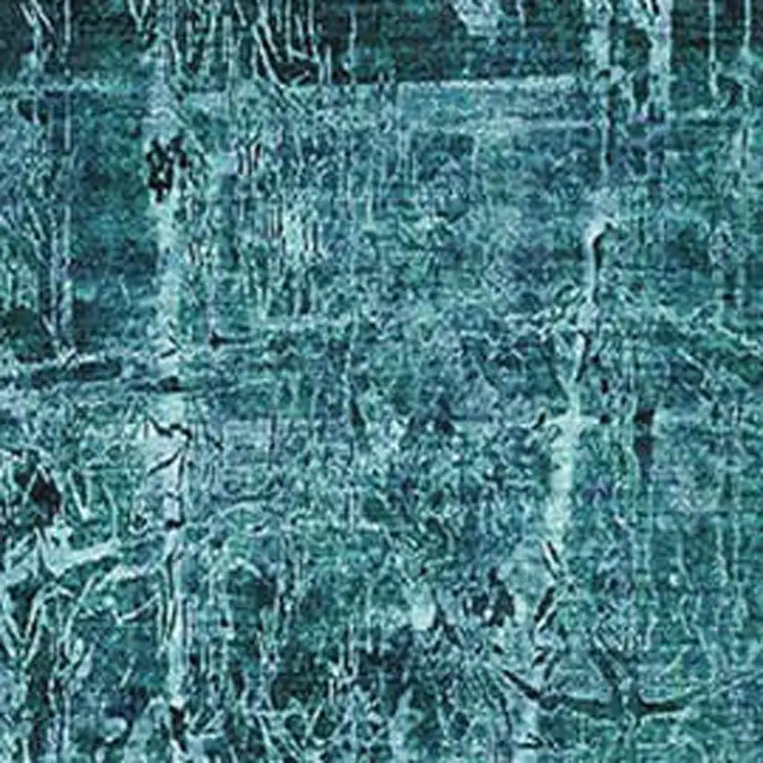 Teal And Ivory Abstract Washable Area Rug With UV Protection Photo 3