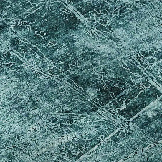 Teal And Ivory Abstract Washable Area Rug With UV Protection Photo 9