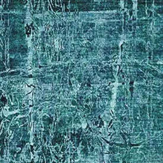 Teal And Ivory Abstract Washable Area Rug With UV Protection Photo 3