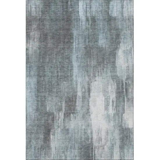 Teal And Ivory Abstract Washable Area Rug With UV Protection Photo 4