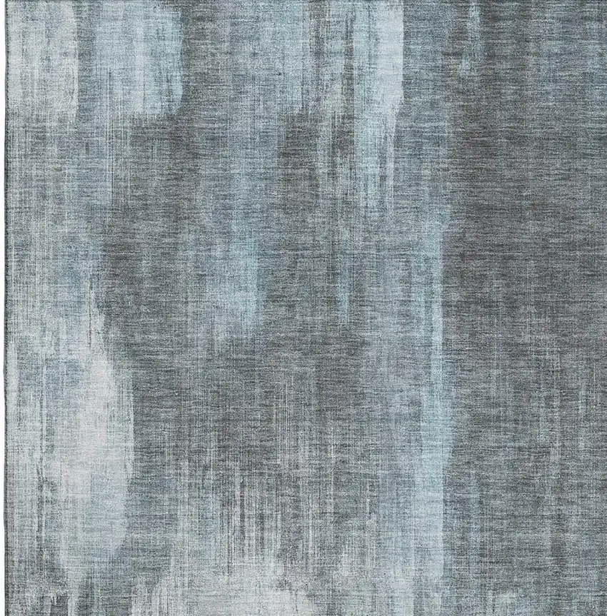 Teal And Ivory Abstract Washable Area Rug With UV Protection Photo 1