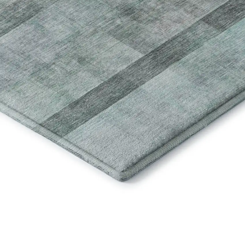 Teal And Ivory Abstract Washable Area Rug With UV Protection Photo 7