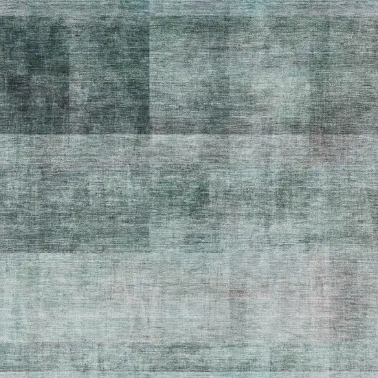 Teal And Ivory Abstract Washable Area Rug With UV Protection Photo 3