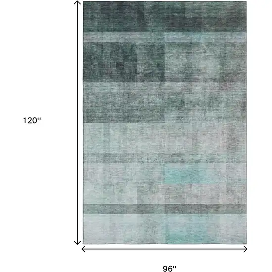Teal And Ivory Abstract Washable Area Rug With UV Protection Photo 3