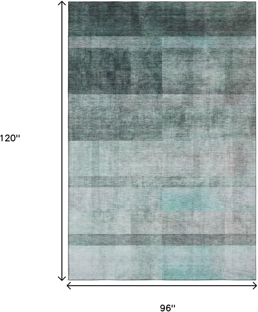 Teal And Ivory Abstract Washable Area Rug With UV Protection Photo 3