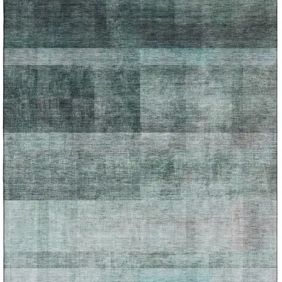 Teal And Ivory Abstract Washable Area Rug With UV Protection Photo 4