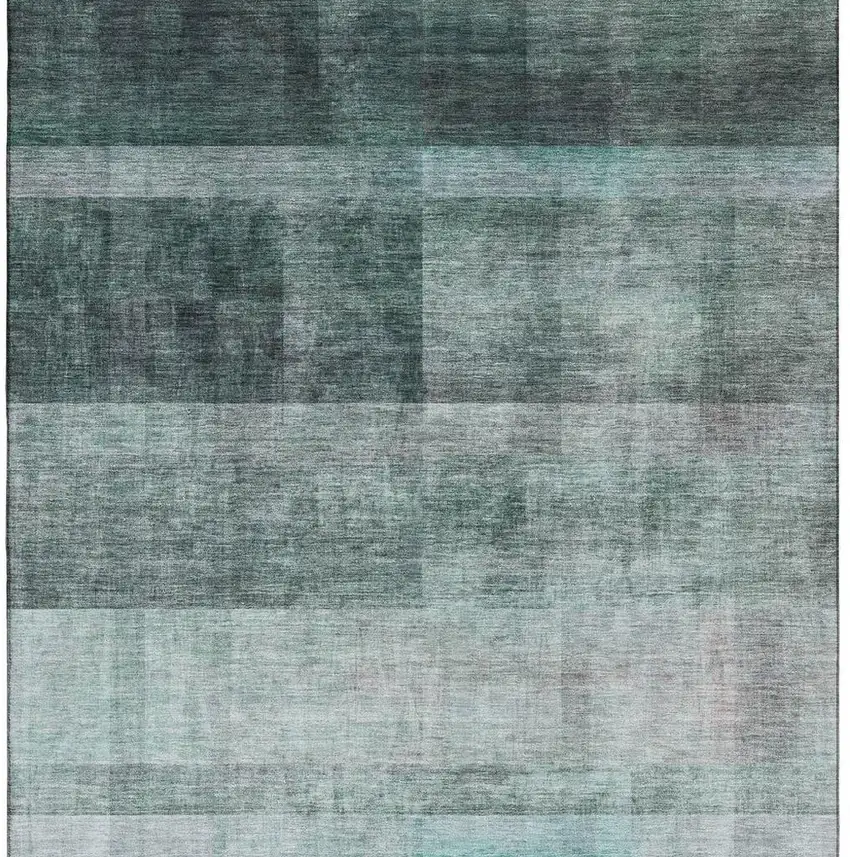 Teal And Ivory Abstract Washable Area Rug With UV Protection Photo 4
