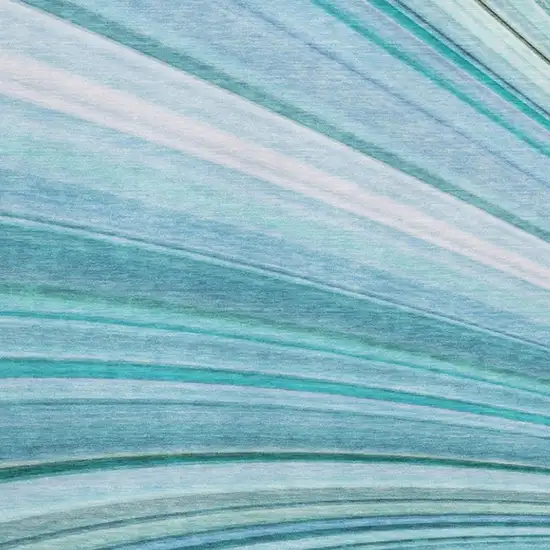 Teal And Ivory Abstract Washable Area Rug With UV Protection Photo 3