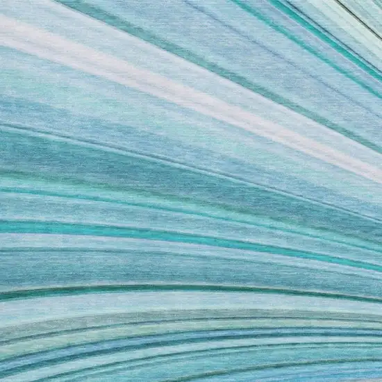 Teal And Ivory Abstract Washable Area Rug With UV Protection Photo 3