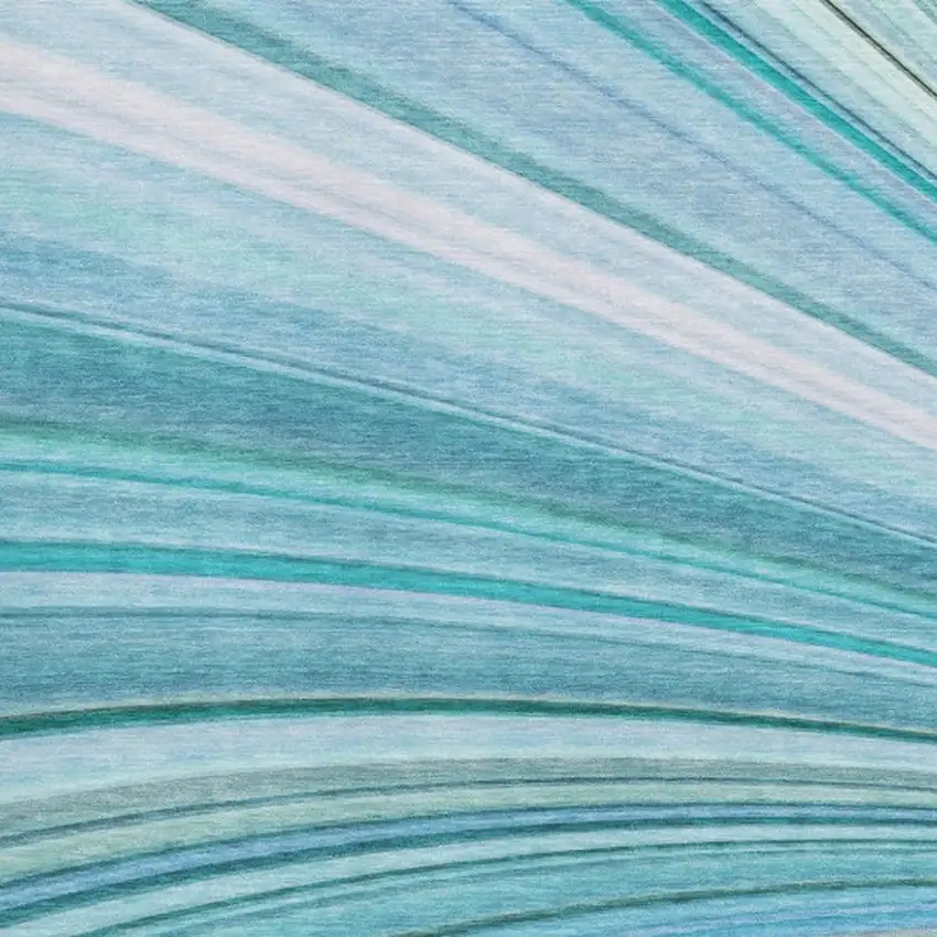 Teal And Ivory Abstract Washable Area Rug With UV Protection Photo 3