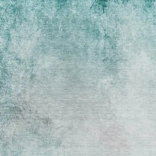 Teal And Ivory Abstract Washable Area Rug With UV Protection Photo 3