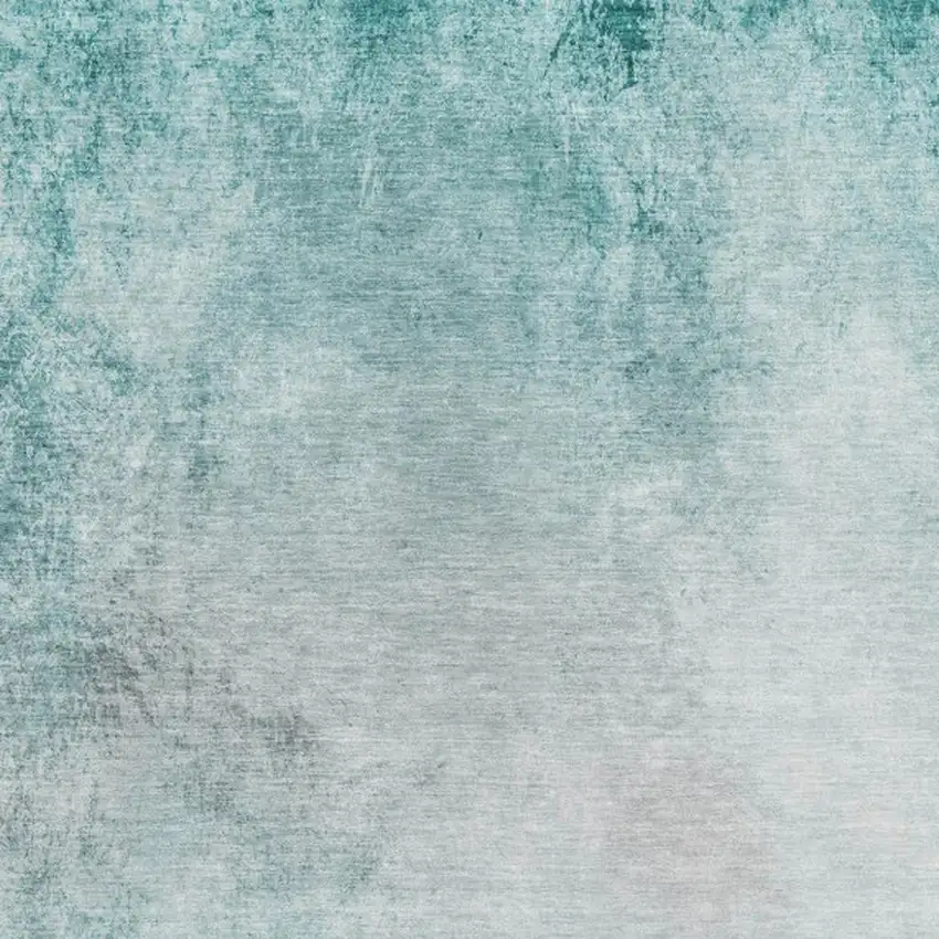 Teal And Ivory Abstract Washable Area Rug With UV Protection Photo 9