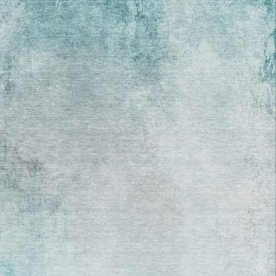 Teal And Ivory Abstract Washable Area Rug With UV Protection Photo 3