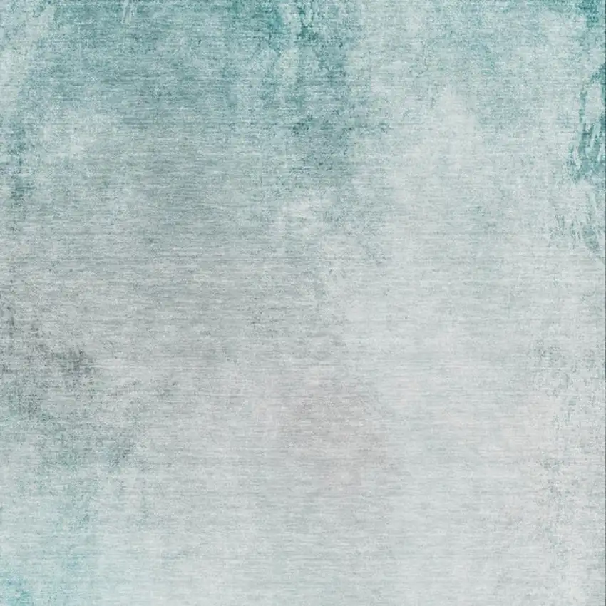 Teal And Ivory Abstract Washable Area Rug With UV Protection Photo 3
