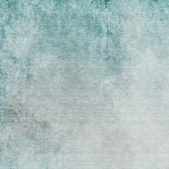 Teal And Ivory Abstract Washable Area Rug With UV Protection Photo 9