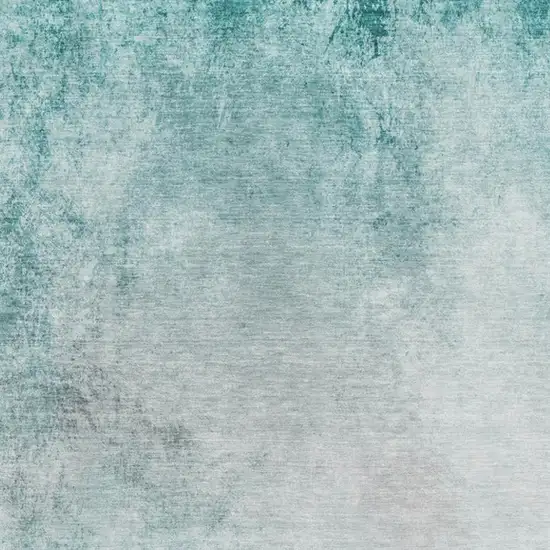 Teal And Ivory Abstract Washable Area Rug With UV Protection Photo 3