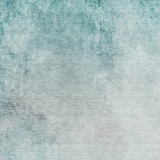 Teal And Ivory Abstract Washable Area Rug With UV Protection Photo 8