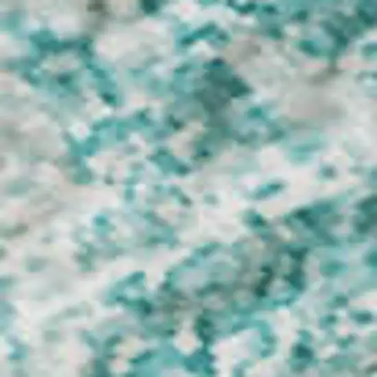 Teal And Ivory Abstract Washable Area Rug With UV Protection Photo 2