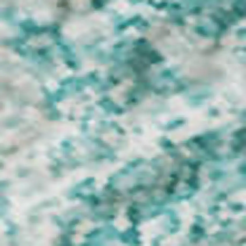 Teal And Ivory Abstract Washable Area Rug With UV Protection Photo 3