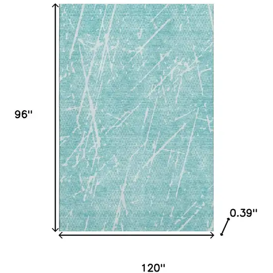 Teal And Ivory Abstract Washable Area Rug With UV Protection Photo 3