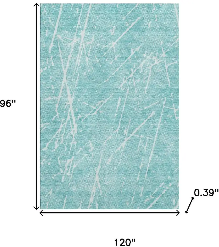 Teal And Ivory Abstract Washable Area Rug With UV Protection Photo 3
