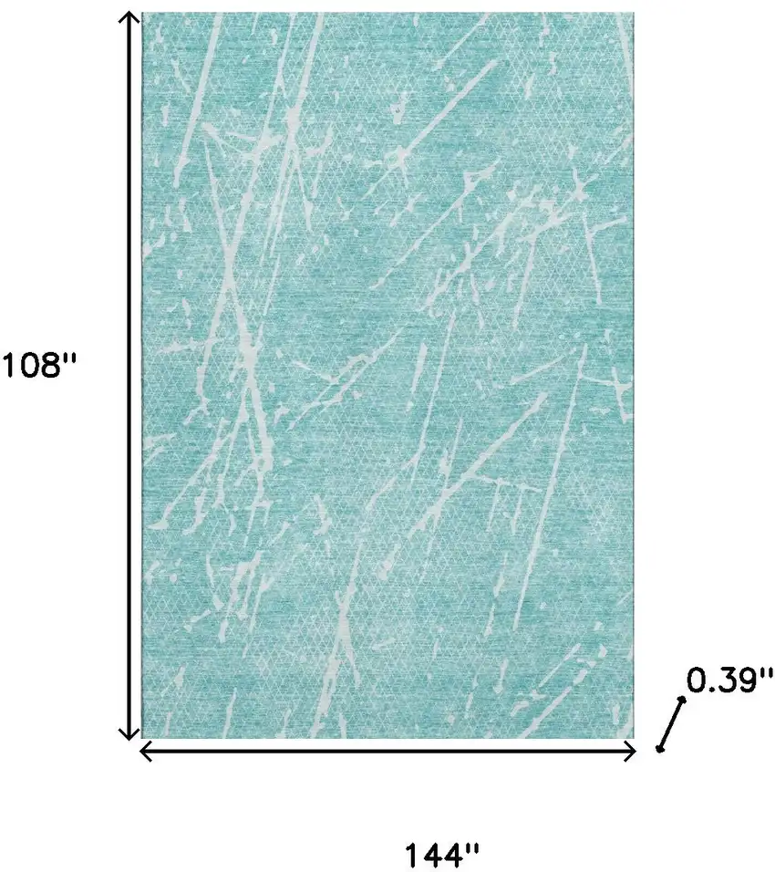 Teal And Ivory Abstract Washable Area Rug With UV Protection Photo 3