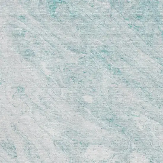 Teal And Ivory Abstract Washable Area Rug With UV Protection Photo 3