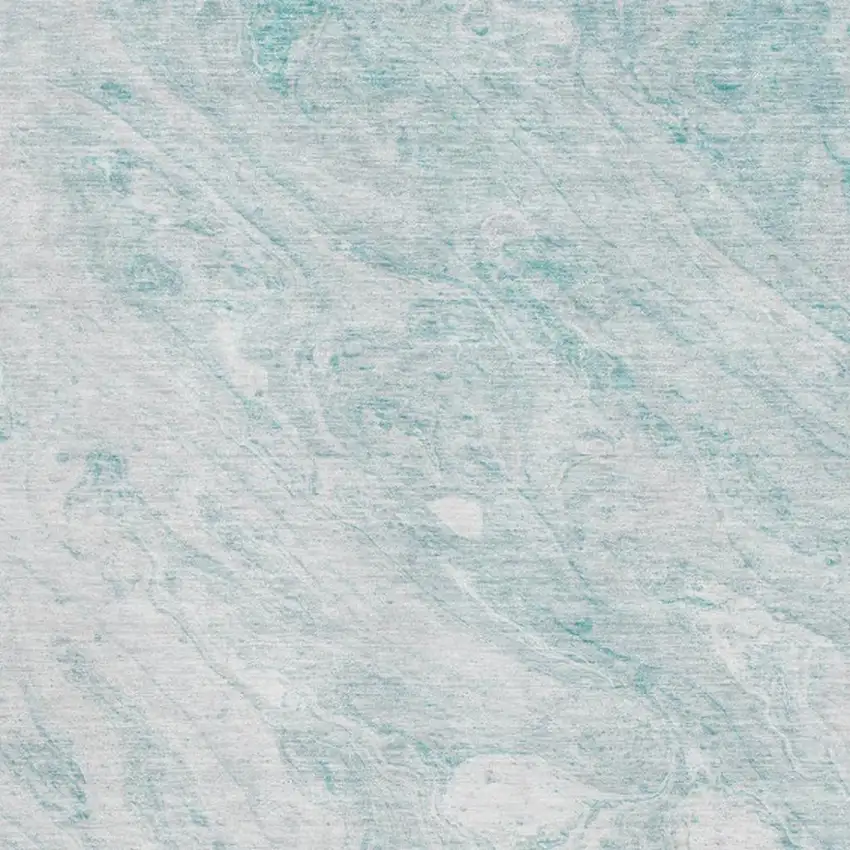 Teal And Ivory Abstract Washable Area Rug With UV Protection Photo 3