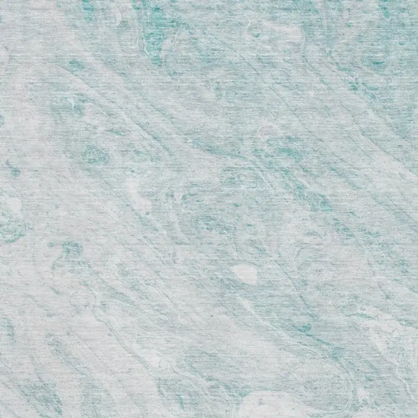 Teal And Ivory Abstract Washable Area Rug With UV Protection Photo 3