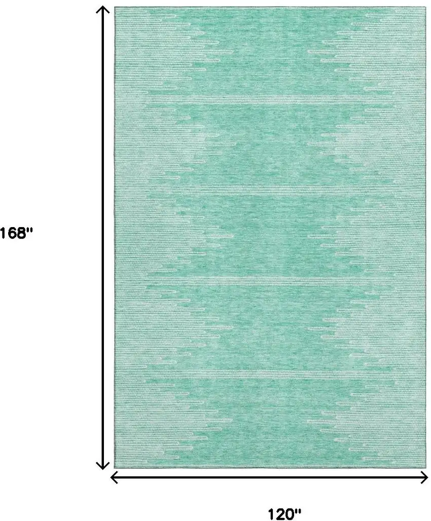 Teal And Ivory Abstract Washable Area Rug With UV Protection Photo 9
