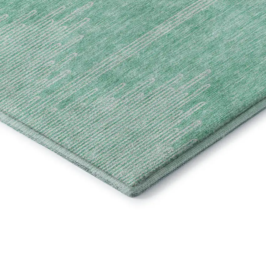 Teal And Ivory Abstract Washable Area Rug With UV Protection Photo 6