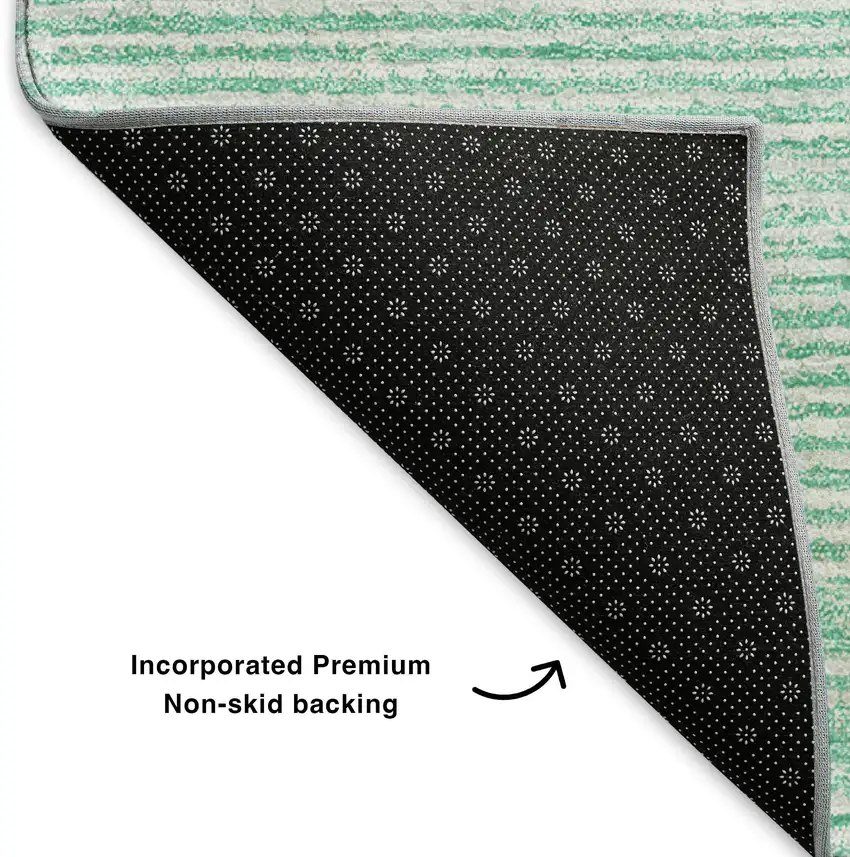 Teal And Ivory Abstract Washable Area Rug With UV Protection Photo 5