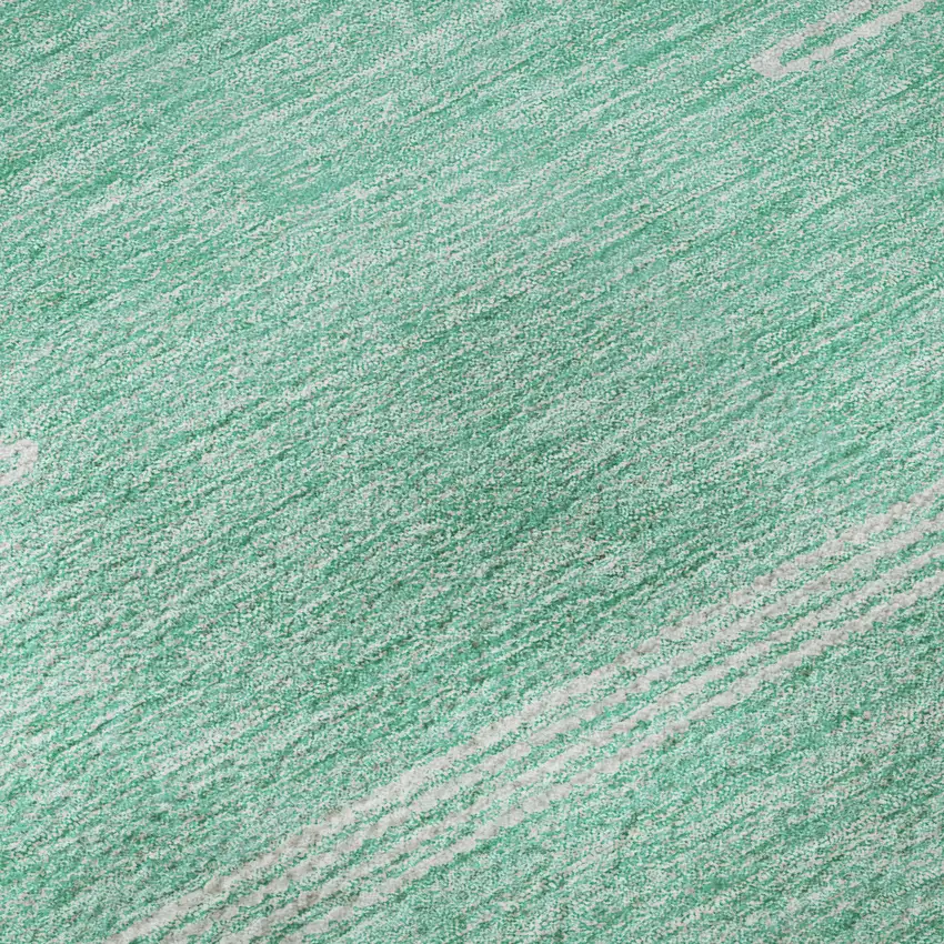 Teal And Ivory Abstract Washable Area Rug With UV Protection Photo 9