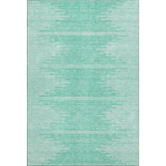 Teal And Ivory Abstract Washable Area Rug With UV Protection Photo 1
