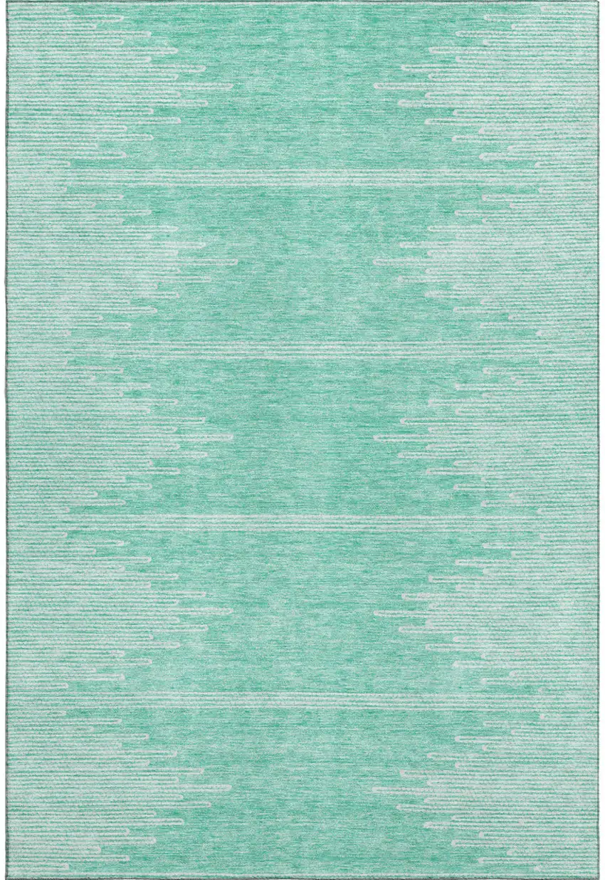 Teal And Ivory Abstract Washable Area Rug With UV Protection Photo 1