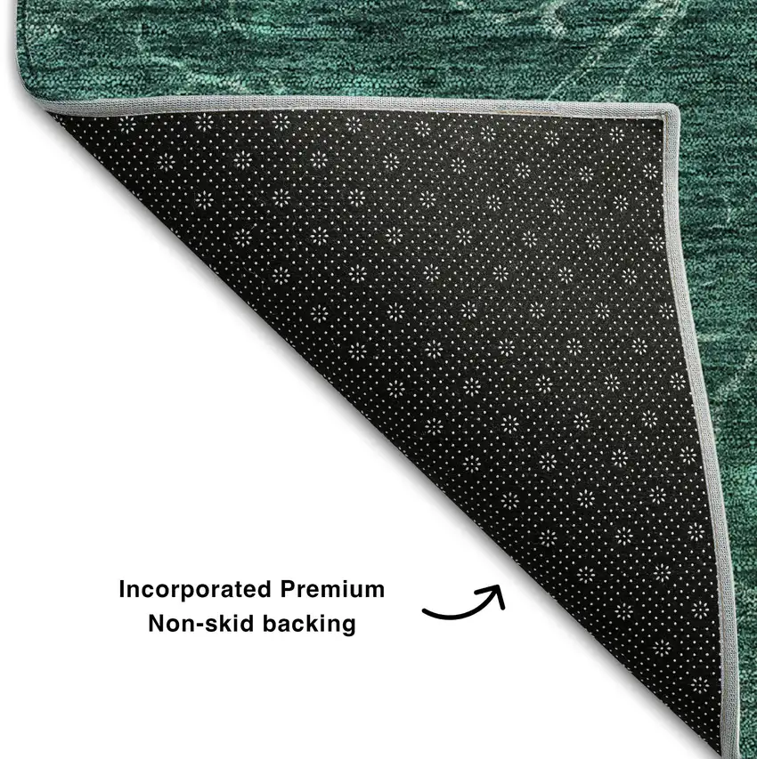 Teal And Ivory Abstract Washable Area Rug With UV Protection Photo 8