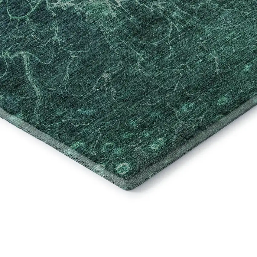 Teal And Ivory Abstract Washable Area Rug With UV Protection Photo 8