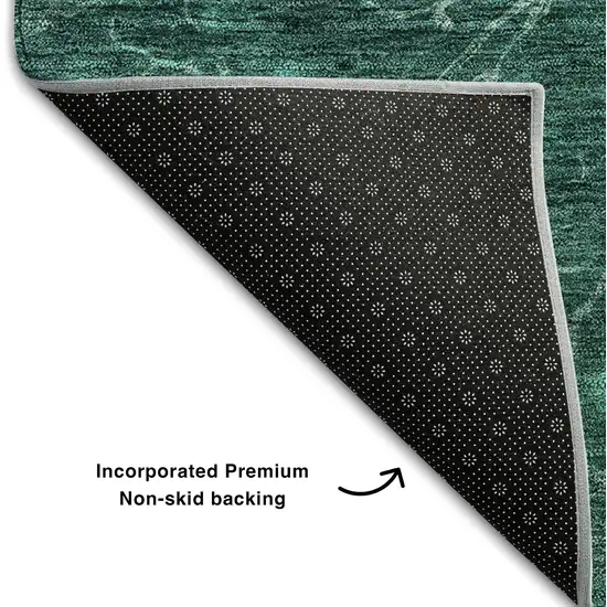 Teal And Ivory Abstract Washable Area Rug With UV Protection Photo 7