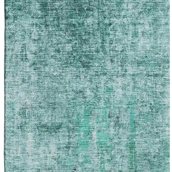 Teal And Ivory Abstract Washable Area Rug With UV Protection Photo 3