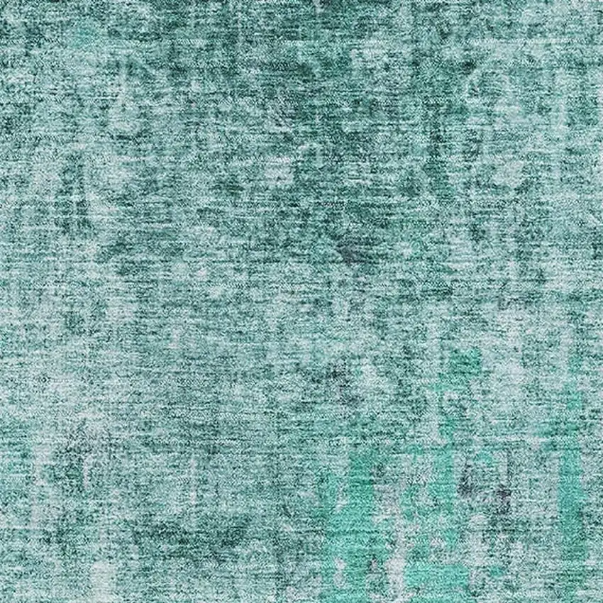 Teal And Ivory Abstract Washable Area Rug With UV Protection Photo 2