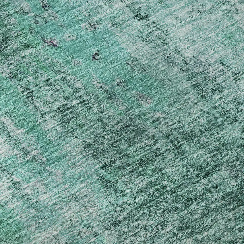 Teal And Ivory Abstract Washable Area Rug With UV Protection Photo 9