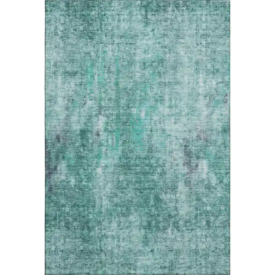 Teal And Ivory Abstract Washable Area Rug With UV Protection Photo 1