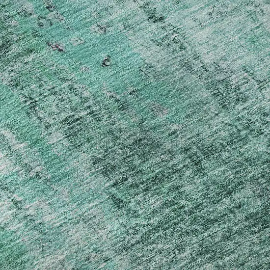 Teal And Ivory Abstract Washable Area Rug With UV Protection Photo 8
