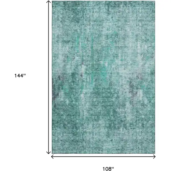 Teal And Ivory Abstract Washable Area Rug With UV Protection Photo 3